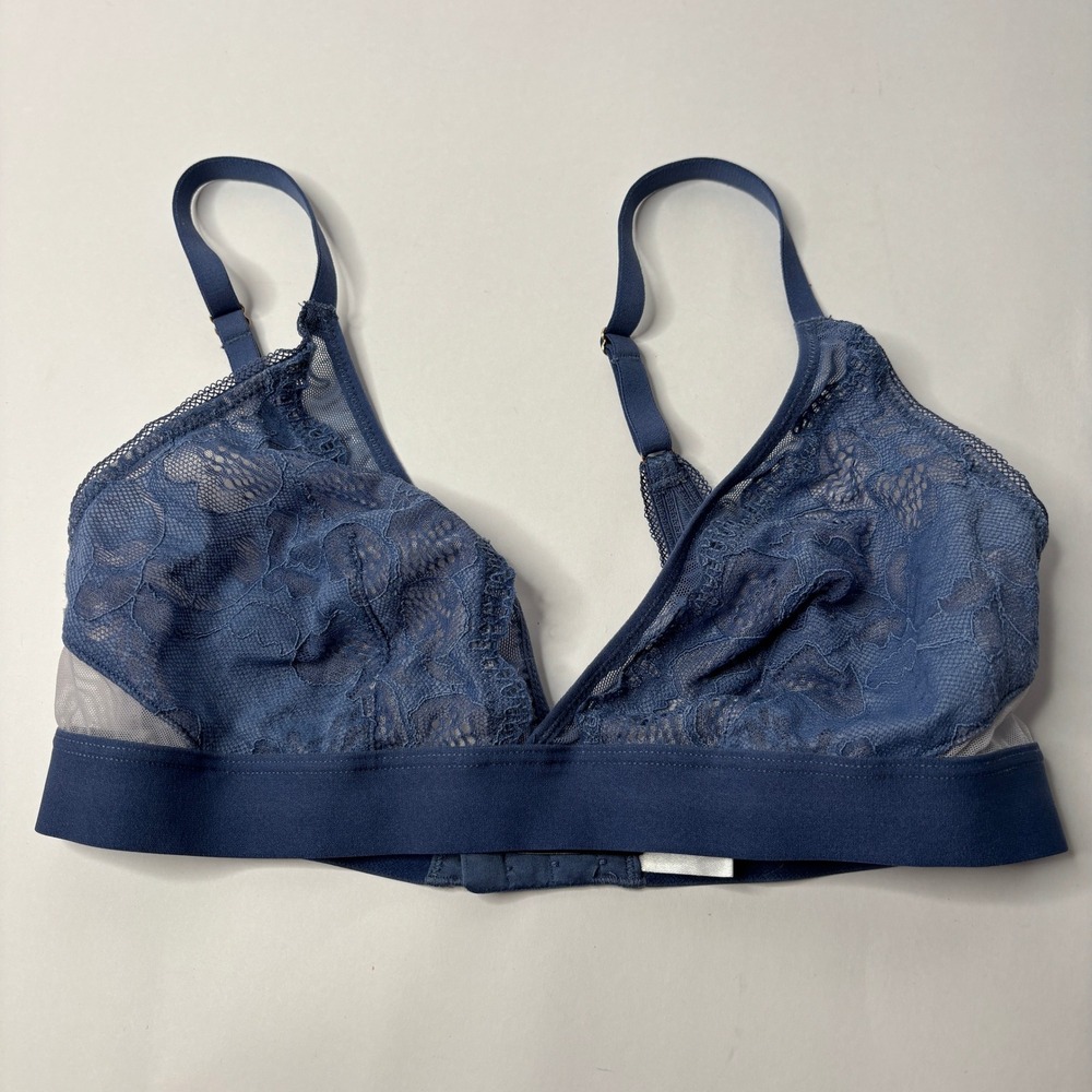 Addiction Lingerie Blue Lace Sheer Mesh Bralette Bra Size Small S